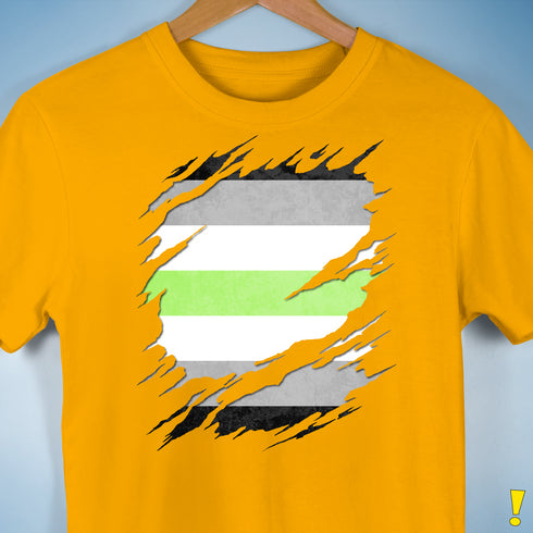 Agender Pride Flag Ripped Reveal Premium Unisex T-Shirt - Gold
